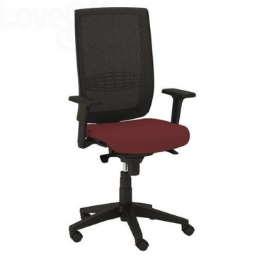 sedia girevole da ufficio di colore rosso mattone in fili di luce