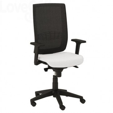 sedia girevole da ufficio in pelle bianca