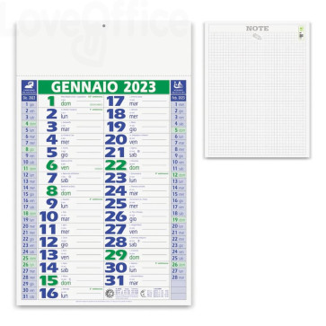Calendari olandesi 2023 linea Basic 28,8x47 cm PVC Verde/blu (conf.10)