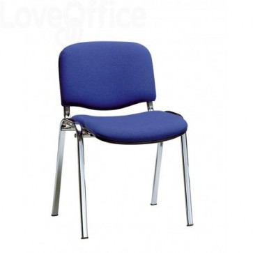 sedia attesa in polipropilene di colore blu con gambe cromate