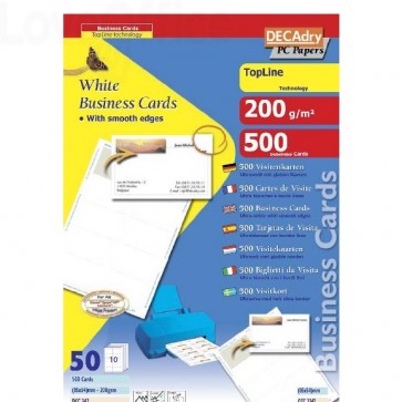 Biglietti da visita Decadry - laser/inkjet - bordo liscio - angoli vivi - 200 g - DCC342 (conf.500)