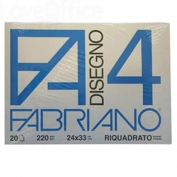 399 Album disegno Fabriano F4 - Liscio riquadrato - 24x33 cm - 220 g/m² -  20 fogli 5.91 - Cancelleria e Penne - LoveOffice®