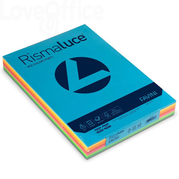 371 Risma carta colorata Rismaluce Favini A4 - 90 g/m² - 8 colori assortiti  (300 fogli) 15.98 - Carta - LoveOffice®