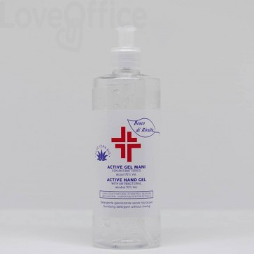 Gel igienizzante mani (alcol 70%) 500 ml con dosatore - Active linea Bosco di Rivalta - flacone Trasparente cilindrico