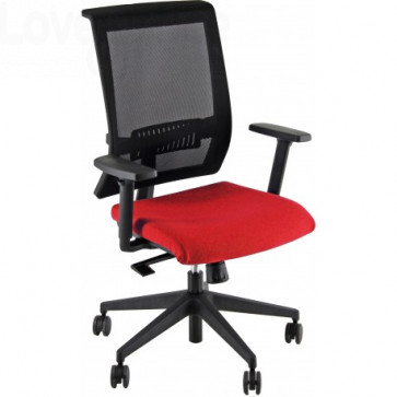 Sedia ergonomica rossa GALATEA UNISIT - ignifugo - Braccioli inclusi