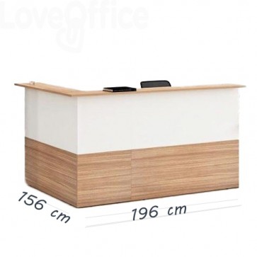 559 Bancone reception angolare Musa Artexport - Noce Arabis - 196x156 cm  1023.58 - Arredi e Lavagne - LoveOffice®