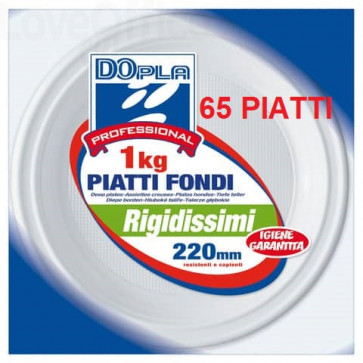 Piatti fondi linea plastica DOpla - &oslash 22 cm - Bianco - 01002 (conf.65 piatti)
