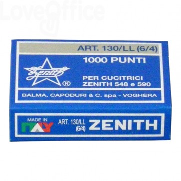 450 Punti metallici Zenith 130/LL 6/4 (21/4) passo 6 mm (10 scatole da  1000) 14.19 - Cancelleria - LoveOffice®