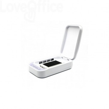 Sterilizzatore UV portatile GekoClean per smartphone e mascherine, Bianco, con caricabatterie e diffusore