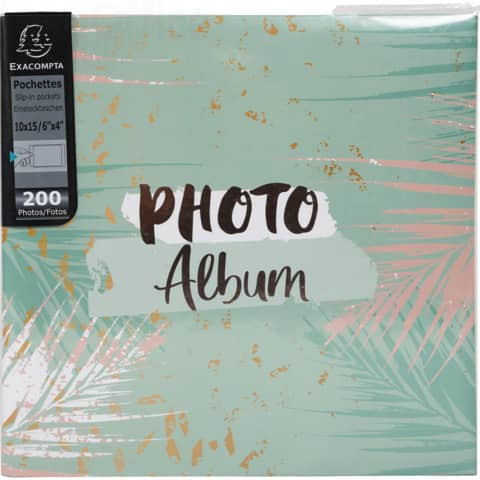 357 Album portafoto con tasche per 200 foto Exacompta Pastel Tropic 22,5x22  cm - Verde 8.30 - Archiviazione - LoveOffice®
