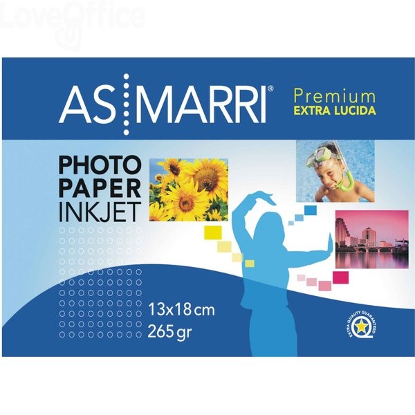412 Carta fotografica per stampanti Ink-jet Premium AS Marri - Extra lucida  - 13x18 cm - 265 g/m² (conf.20) 10.11 - Carta - LoveOffice®