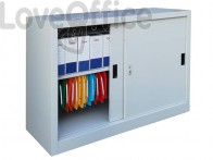 Armadio basso metallico KUBO ante scorrevoli 1 vano/ 1 ripiano 120x45x90 cm grigio - SB 120