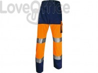 Pantaloni da lavoro DELTA PLUS ad alta visibilità - classe 2 - 5 tasche - argento arancio fluo-blu - L - PHPA2OMGT