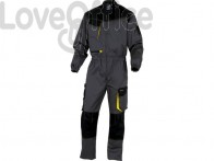 Tute da lavoro DELTA PLUS D-Mach elasticizzata - 9 tasche - cotone e poliestere grigio-giallo - M - DMCOMGJTM