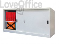 Armadio basso metallico KUBO ante scorrevoli 2 vani/2 ripiani 150x45x90 cm grigio - SB 150