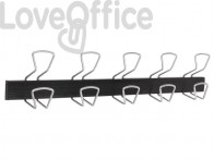 Appendiabiti da parete Alba in metallo e plastica colore nero 5 ganci - PMPRO5M