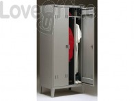 Spogliatoio Tecnical 2 a 2 posti con divisorio sporco/pulito - Acciaio 7/10 monoblocco 