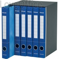 Gruppi di registratori ad anelli Essentials Esselte - 6 cartelle - dorso 4 cm - 25x33 cm - 2 anelli - blu