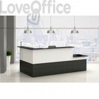 Bancone Reception angolare Musa con banco portatori disabilità - Nero venato - 236x156 cm