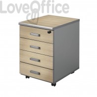 Cassettiera 4 cassetti Frensy Spirit con ruote 44x52x63 cm rovere