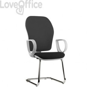 sedia nera per ufficio con gambe a slitta in polipropilene