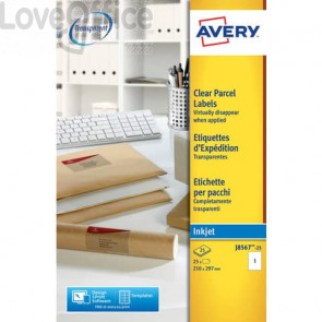 Etichette Trasparenti QuickPEEL™ Avery - Ink-jet - 210x297 mm - 1 et/ff - J8567-25 (conf.25 fogli)