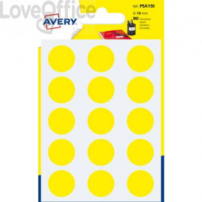 Etichette rotonde in bustina Avery - Gialle - Diam. 19 mm - scrivibili a mano (90 etichette)