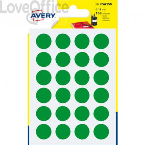 Etichette rotonde in bustina Avery - Verde - Ø 15 mm - scrivibili a mano - 7 fogli (168 etichette)