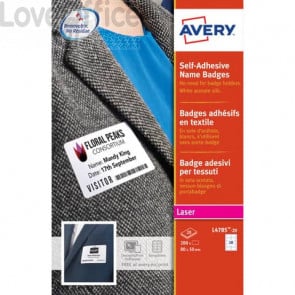 Badge adesivi in seta acetata per stampanti laser Avery - 5x8 cm - Bianco - L4785-20 (conf.200 badge)