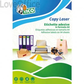 Etichette bianche TICO Copy Laser A4 Las/Ink/Fot con angoli arrotondati 199x289 mm - LP4W-199289 (conf.100 fogli)