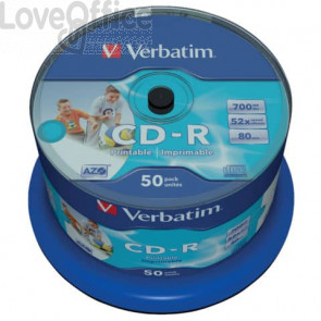 CD Verbatim - CD-R - 700 Mb - 52x - Super AZO stampabile - Spindle (conf.50)