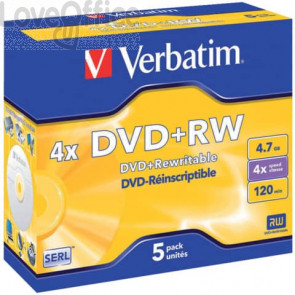DVD Verbatim - DVD+RW - 4,7GB - 4x - Jewel case - 43229 (conf.5)