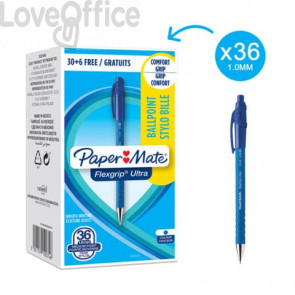 Penne a sfera a scatto Flexgrip Ultra Recycled Paper Mate - 1,0 mm - Blu (Conf.36)