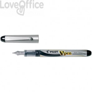 Penna Stilografica usa e getta - Nero - media - tratto 0,5 mm - V Pen Silver Pilot 