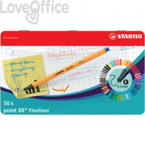 Fineliner point 88® Stabilo - 0,4 mm - Assortito (conf.50)