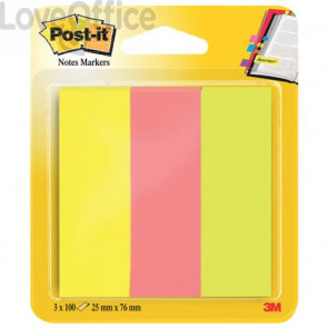 Segnapagina Post-it® 671 Notes Markers - 25x76 mm - Giallo, Rosa, Verde (conf.300 fogli)
