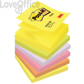 Ricariche foglietti Post-it® Super Sticky - Z-Notes - Neon - 76x76 mm (conf.6 blocchetti da 100 fogli Giallo neon, Verde neon, Viola neon, Arancio neon, Rosa neon)