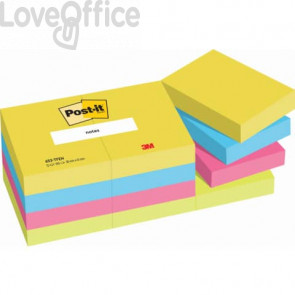 Foglietti riposizionabili Post-it® Notes Energy - tinta unita - 100 - 38x51 mm - neon arcobaleno - 653-TFEN (conf.12)