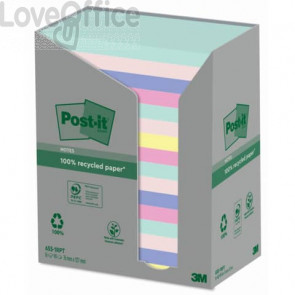 Foglietti Post-it® Notes in carta riciclata Assortito - 76x127 mm - 655-1RPT (conf.16 blocchetti da 100 ff)