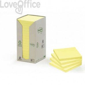 Foglietti riposizionabili Post-it® Notes in carta riciclata - Giallo - 76x76 mm - 654-1T (conf.16 blocchetti da 100 ff)