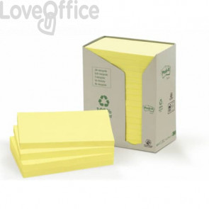 Foglietti Post-it® Notes Giallo in carta riciclata - 80x127 mm - 655-1T (conf.16 blocchetti da 100 ff)