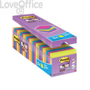 Foglietti Post-It® Super Sticky Value Pack Colore - 76x76 mm - colori assortiti neon - 32516 (Conf.24)