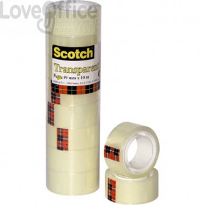 Nastri adesivi Scotch® 550 - 19 mm x 10 m - Trasparente - 550-1910 (torre da 8 rotoli)