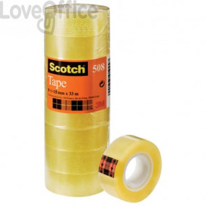Nastri adesivi Scotch® 508 - 15 mm x 33 m - Trasparente (torre da 10 rotoli)