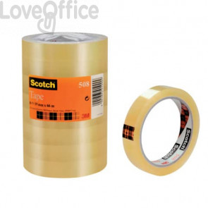 Nastri adesivi Scotch® 508 in torre - 19 mm x 66 m - Trasparente - 508-1966 (8 rotoli)
