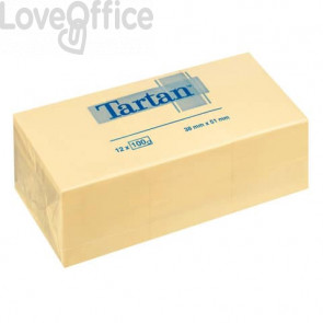 Foglietti riposizionabili Tartan™ Notes 100 fogli 63 g/m² Giallo 51 x 38 mm - 653 Yellow (conf.12 blocchetti)