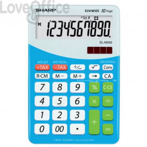 Calcolatrice da tavolo EL-M332B a 10 cifre Sharp - Blu - SH-ELM332BBL