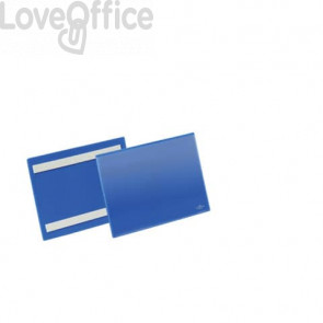 Tasche per identificazione Durable con bande adesive Blu - esterno mm. 22,3x 16,3 cm - inserto A5 orizzontale - 179507 (conf.50)