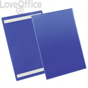 Tasche per identificazione Durable con bande adesive Blu - esterno mm. 23,3x 31,3 cm - inserto A4 verticale - 179707 (conf.50)