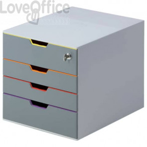 Cassettiera da scrivania con serratura - Durable Varicolor® - 28x35,6x29,2 cm - Esterno Grigio/interno multicolore